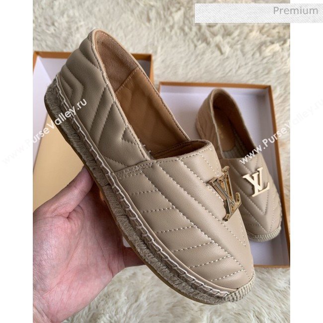 Louis Vuitton Chevron Lambskin Flat Espadrilles Nude 2020 (MD-0030318)