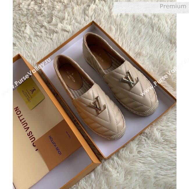 Louis Vuitton Chevron Lambskin Flat Espadrilles Nude 2020 (MD-0030318)