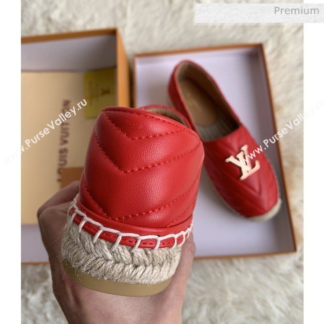 Louis Vuitton Chevron Lambskin Flat Espadrilles Red 2020 (MD-0030315)