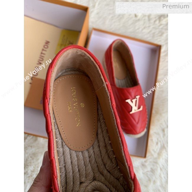 Louis Vuitton Chevron Lambskin Flat Espadrilles Red 2020 (MD-0030315)