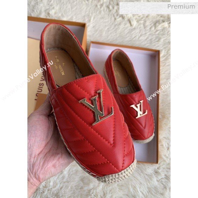 Louis Vuitton Chevron Lambskin Flat Espadrilles Red 2020 (MD-0030315)