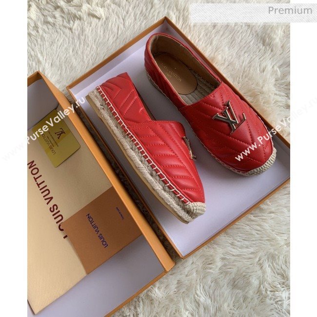 Louis Vuitton Chevron Lambskin Flat Espadrilles Red 2020 (MD-0030315)