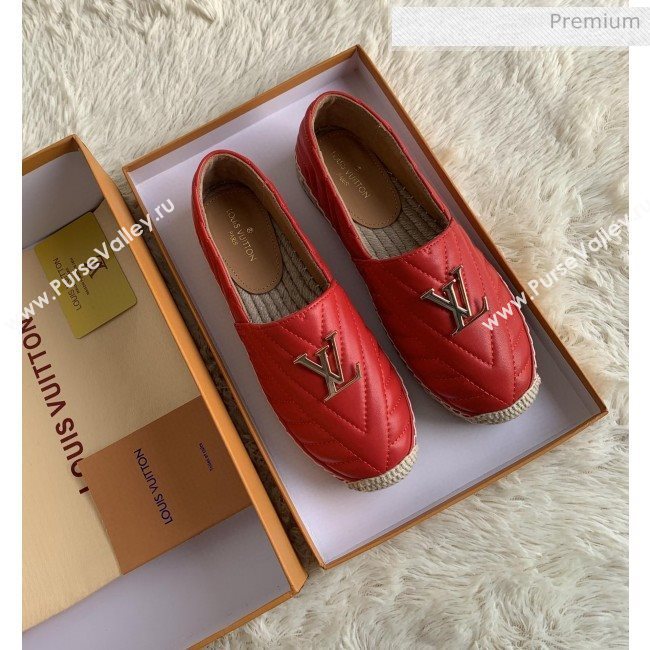 Louis Vuitton Chevron Lambskin Flat Espadrilles Red 2020 (MD-0030315)