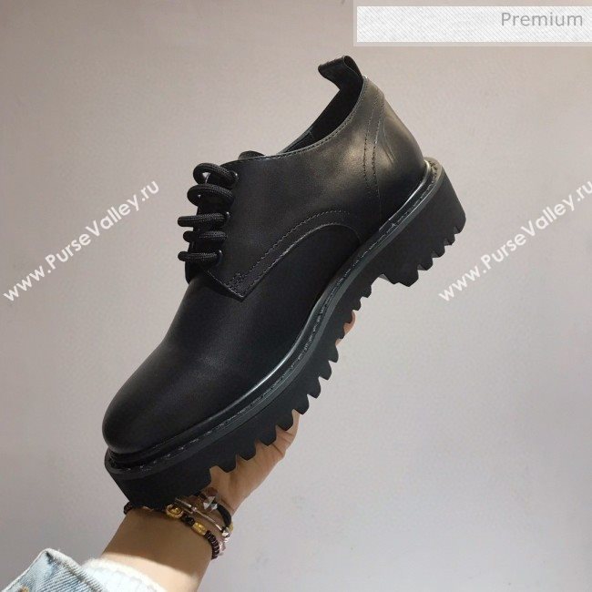 Valentino Calfskin Lace-up Buckle Loafers Black 2020 (MD-0030320)