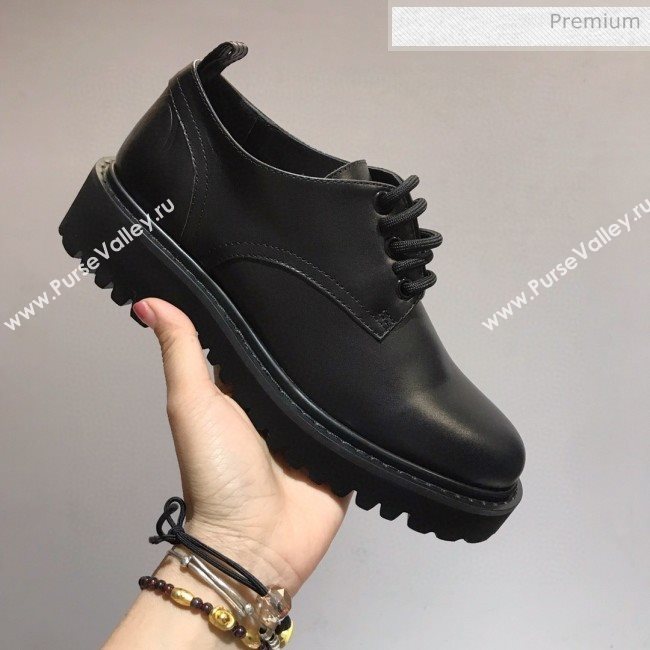 Valentino Calfskin Lace-up Buckle Loafers Black 2020 (MD-0030320)