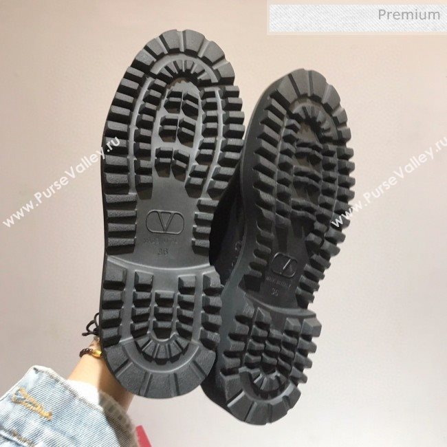 Valentino Calfskin Lace-up Buckle Loafers Black 2020 (MD-0030320)