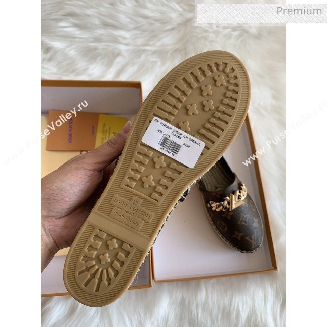 Louis Vuitton Monogram Logo Chain Espadrilles Dark Coffee 2020 (HB-0030323)