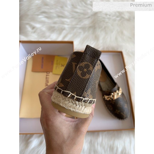 Louis Vuitton Monogram Logo Chain Espadrilles Dark Coffee 2020 (HB-0030323)