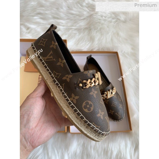 Louis Vuitton Monogram Logo Chain Espadrilles Dark Coffee 2020 (HB-0030323)