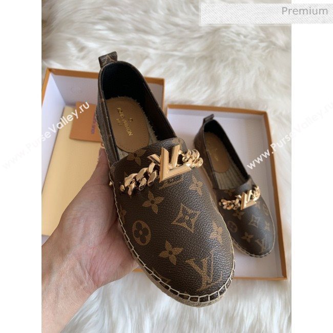 Louis Vuitton Monogram Logo Chain Espadrilles Dark Coffee 2020 (HB-0030323)