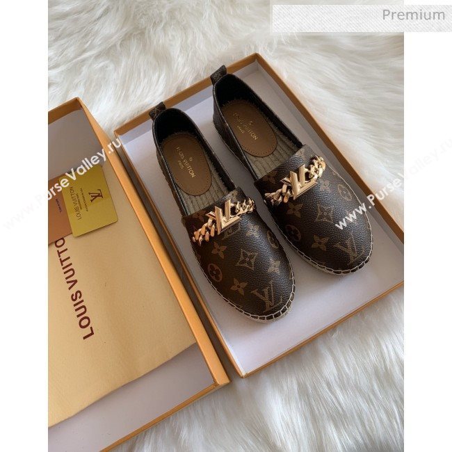 Louis Vuitton Monogram Logo Chain Espadrilles Dark Coffee 2020 (HB-0030323)