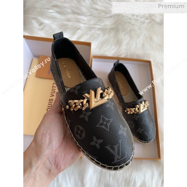 Louis Vuitton Monogram Logo Chain Espadrilles Black 2020 (HB-0030326)