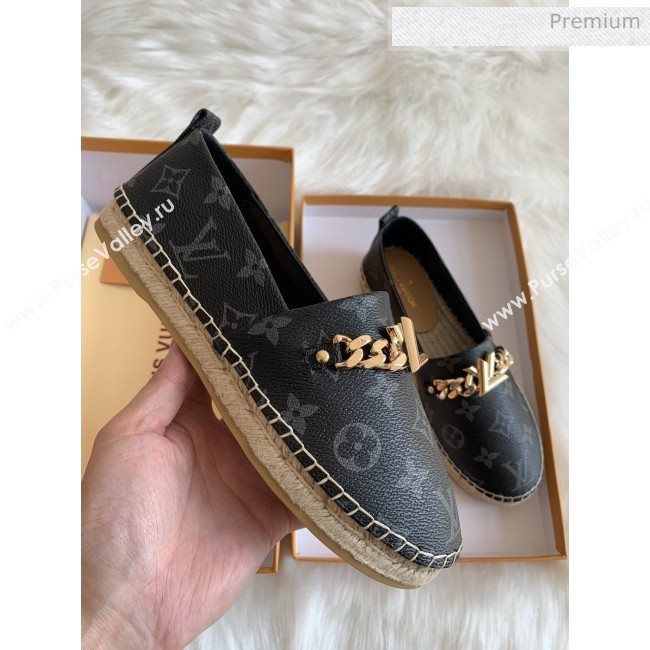 Louis Vuitton Monogram Logo Chain Espadrilles Black 2020 (HB-0030326)