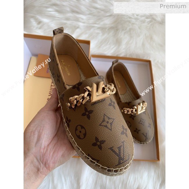 Louis Vuitton Monogram Logo Chain Espadrilles Light Coffee 2020 (HB-0030325)