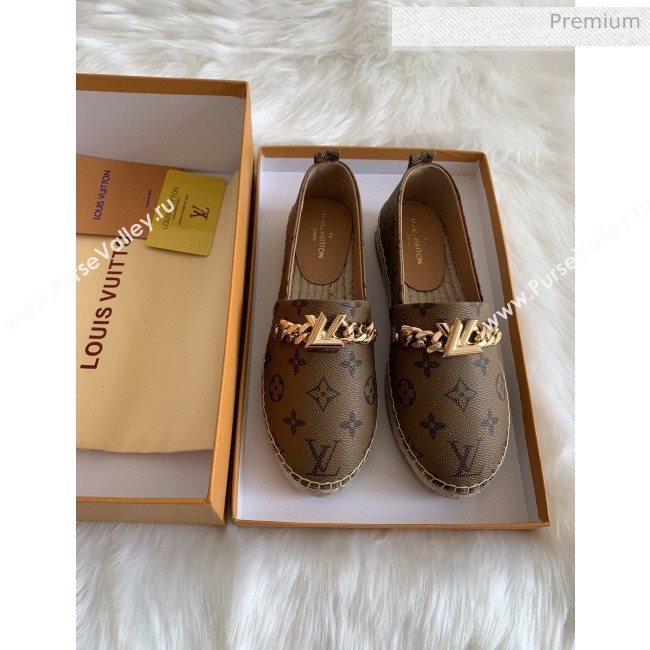 Louis Vuitton Monogram Logo Chain Espadrilles Light Coffee 2020 (HB-0030325)