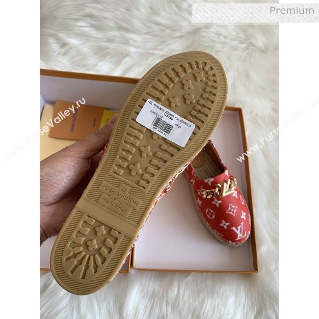 Louis Vuitton Monogram Logo Chain Espadrilles Red 2020 (HB-0030328)