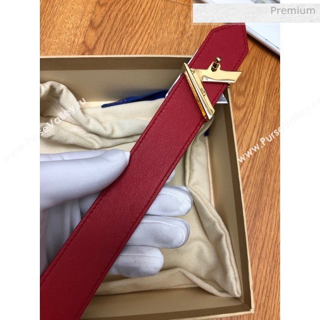 Louis Vuitton Twist Epi Leather Belt 30mm with Silver and Gold LV Buckle Red 2020 (99-0030333)