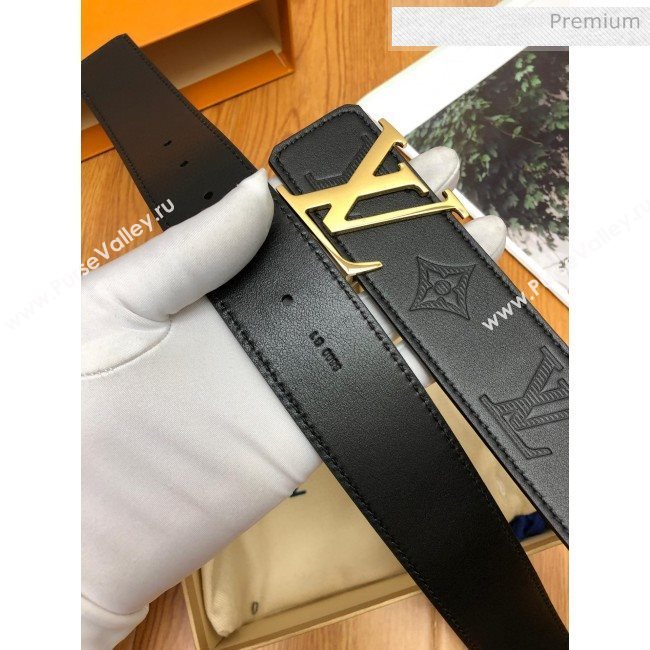 Louis Vuitton Monogram Calfskin Belt 40mm with LV Buckle Black/Gold (99-0030334)