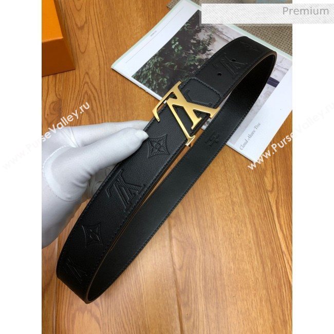 Louis Vuitton Monogram Calfskin Belt 40mm with LV Buckle Black/Gold (99-0030334)