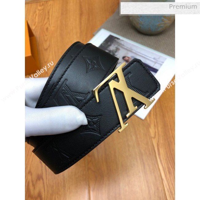 Louis Vuitton Monogram Calfskin Belt 40mm with LV Buckle Black/Gold (99-0030334)