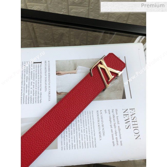 Louis Vuitton LV Tilt Grained Calfskin Belt 40mm with LV Buckle Red/Gold 2020 (99-0030335)
