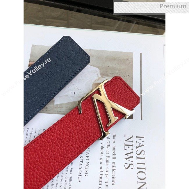 Louis Vuitton LV Tilt Grained Calfskin Belt 40mm with LV Buckle Red/Gold 2020 (99-0030335)