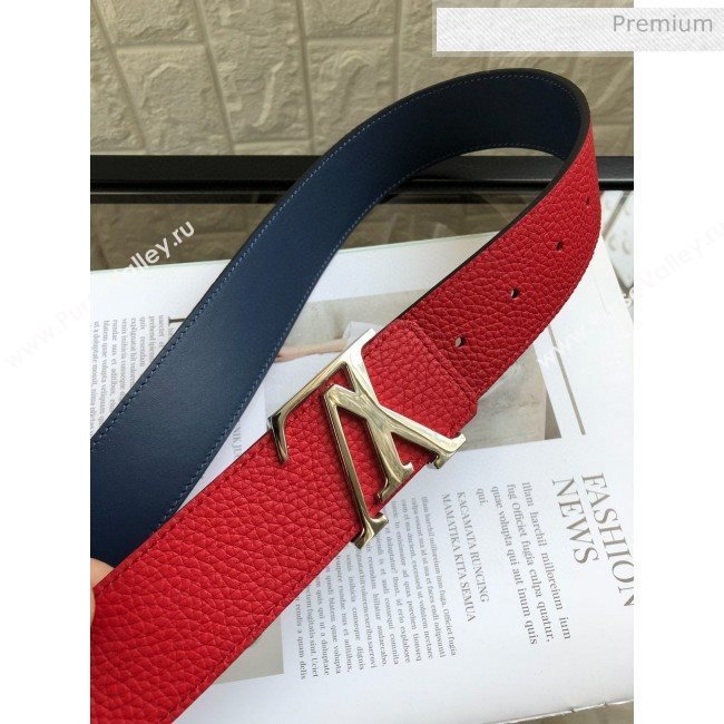 Louis Vuitton LV Tilt Grained Calfskin Belt 40mm with LV Buckle Red/Gold 2020 (99-0030335)