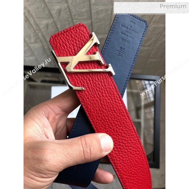 Louis Vuitton LV Tilt Grained Calfskin Belt 40mm with LV Buckle Red/Gold 2020 (99-0030335)
