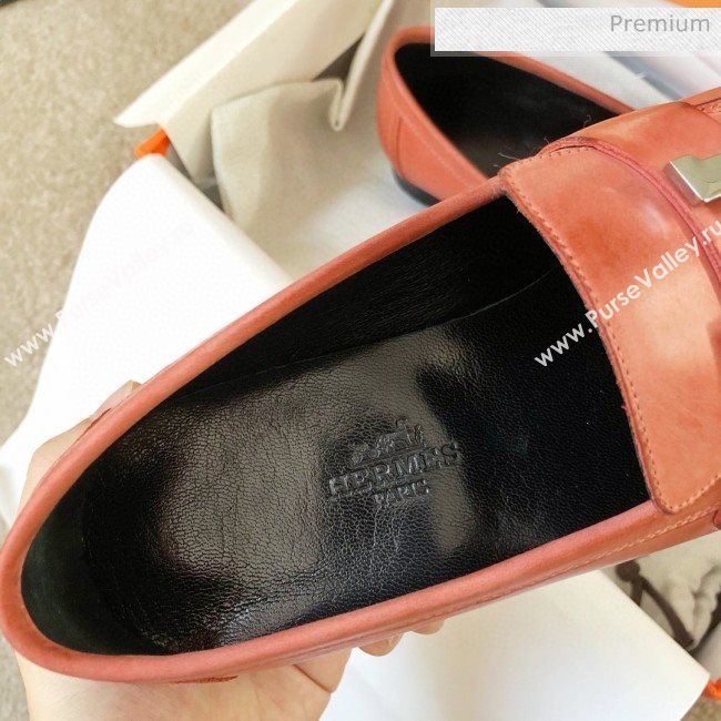 Hermes Paris Lambskin Flat Loafers Orange 2020 (MD-0030714)