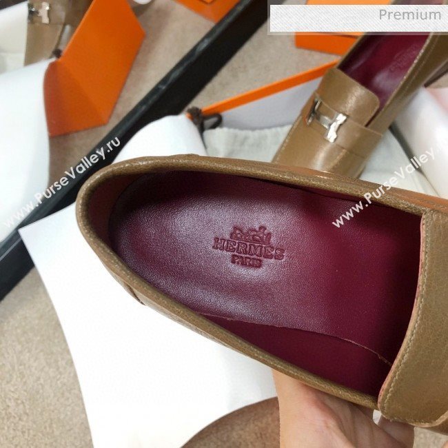 Hermes Paris Lambskin Flat Loafers Brown 2020 (MD-0030710)