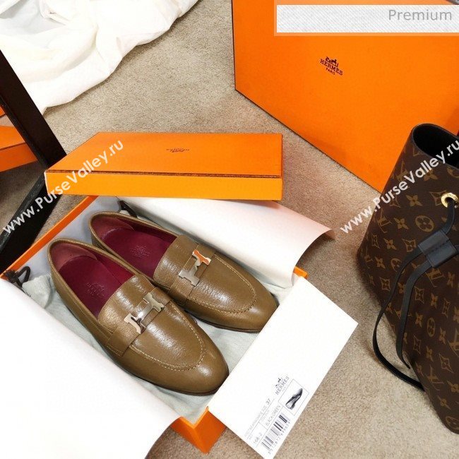 Hermes Paris Lambskin Flat Loafers Brown 2020 (MD-0030710)