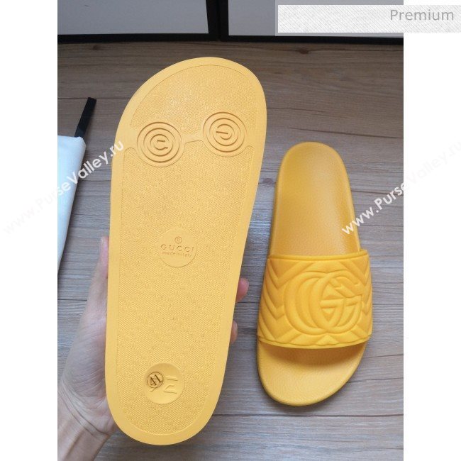 Gucci Matelassé Rubber Flat Slide Sandals 602067 Yellow 2020 (For Women and Men) (MD-0030603)