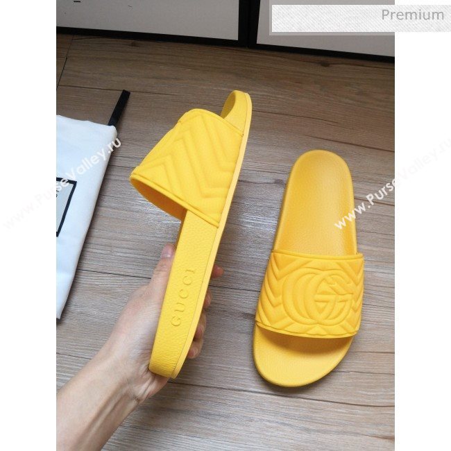 Gucci Matelassé Rubber Flat Slide Sandals 602067 Yellow 2020 (For Women and Men) (MD-0030603)