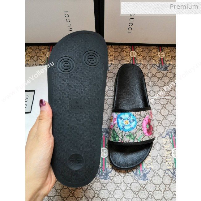 Gucci GG Flora Flat Slide Sandals ‎602096 Black 2020 (For Women and Men) (MD-0030707)