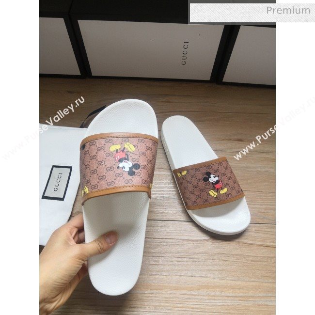 Gucci GG Disney x Gucci Flat Slide Sandals ‎602075 White 2020 (For Women and Men) (MD-0030708)