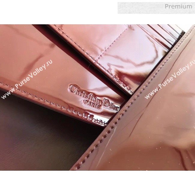 Dior Lady Dior Clutch with Chain in Cannage Patent Leather Burgundy 2018 (XXG-20030822)