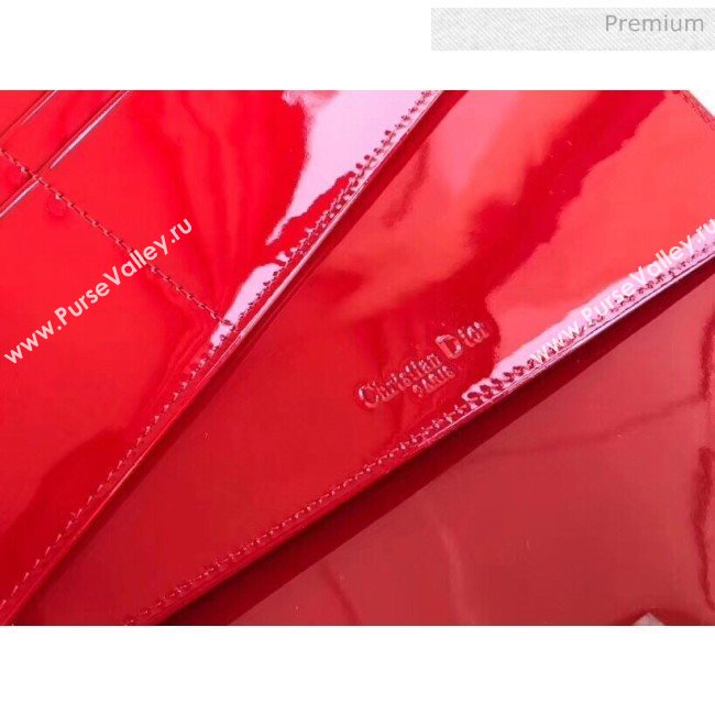 Dior Lady Dior Clutch with Chain in Cannage Patent Leather Red 2018 (XXG-20030821)