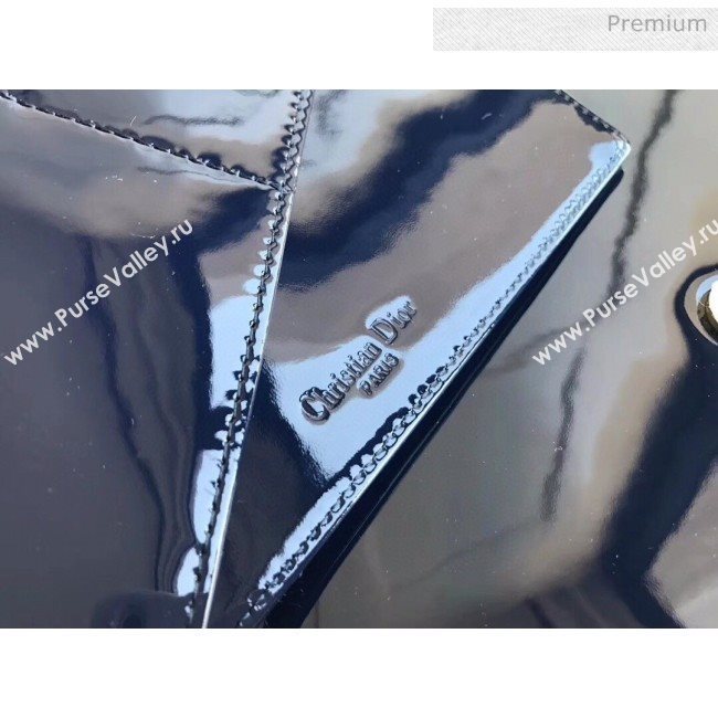 Dior Lady Dior Clutch with Chain in Cannage Patent Leather Navy Blue 2018 (XXG-20030820)