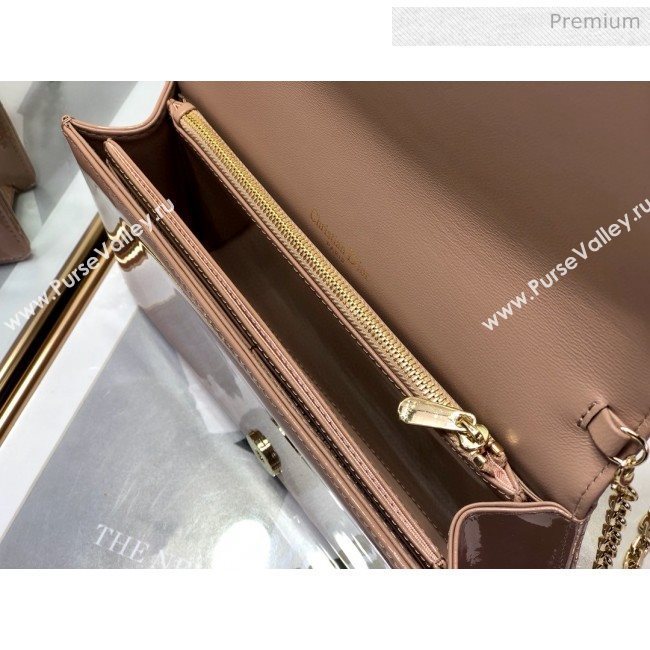Dior Lady Dior Clutch with Chain in Cannage Patent Leather Beige 2018 (XXG-20030823)