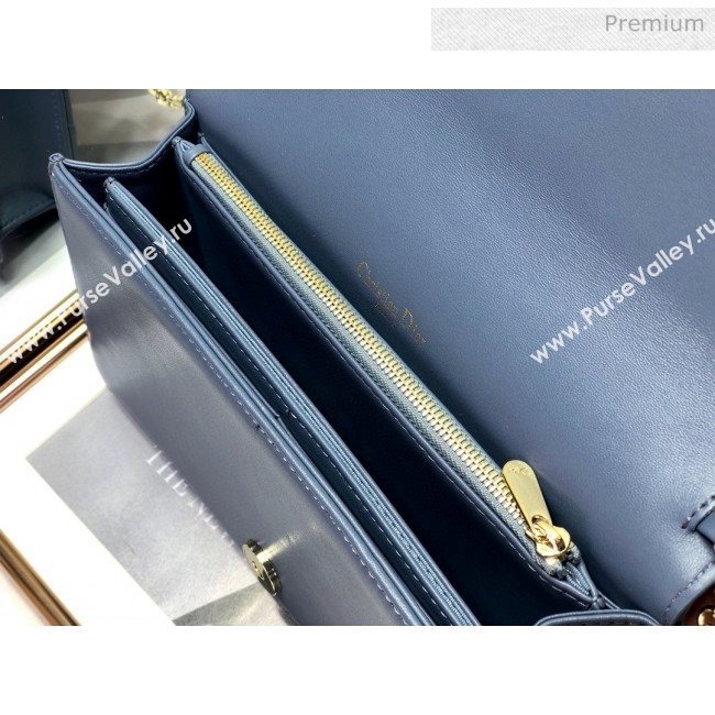 Dior Lady Dior Clutch with Chain in Cannage Lambskin Light Blue 2018 (XXG-20030825)