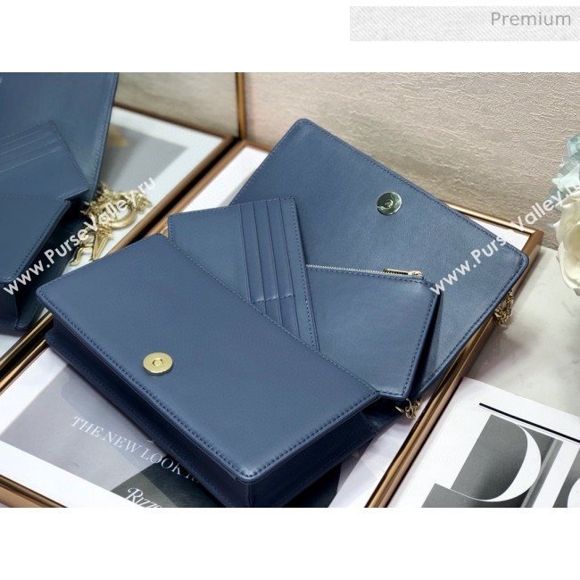 Dior Lady Dior Clutch with Chain in Cannage Lambskin Light Blue 2018 (XXG-20030825)