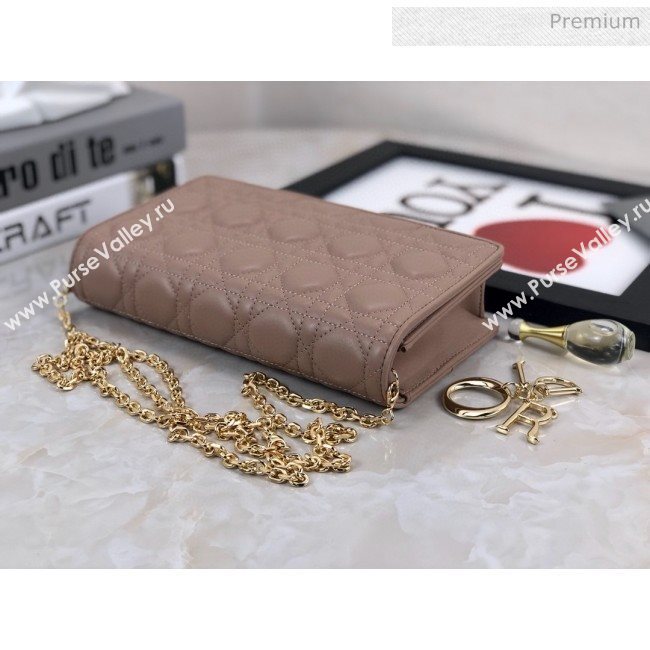 Dior Lady Dior Clutch with Chain in Cannage Lambskin Beige 2018 (XXG-20030826)