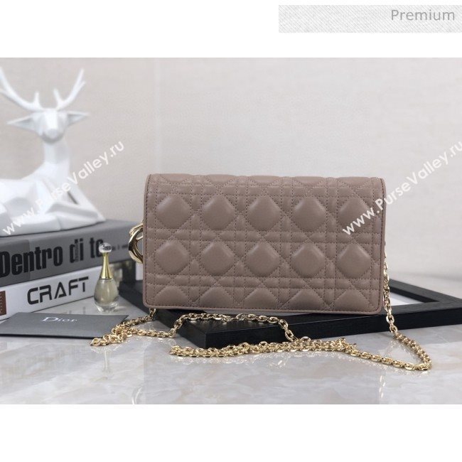 Dior Lady Dior Clutch with Chain in Cannage Lambskin Beige 2018 (XXG-20030826)