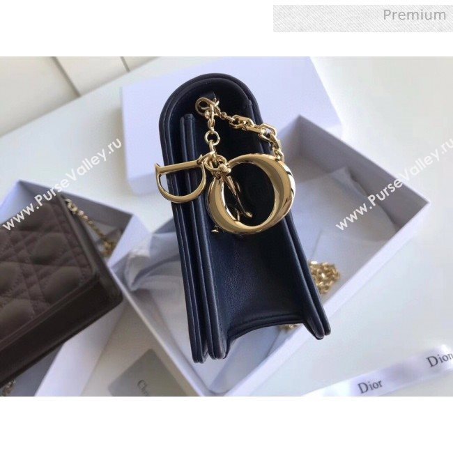 Dior Lady Dior Clutch with Chain in Cannage Lambskin Navy Blue 2018 (XXG-20030827)