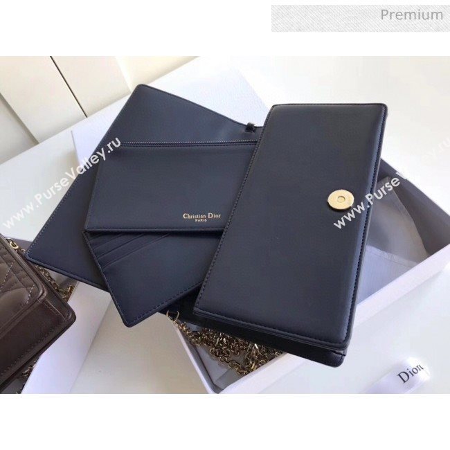 Dior Lady Dior Clutch with Chain in Cannage Lambskin Navy Blue 2018 (XXG-20030827)