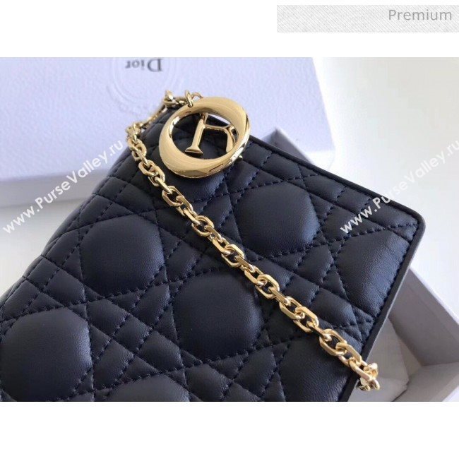 Dior Lady Dior Clutch with Chain in Cannage Lambskin Navy Blue 2018 (XXG-20030827)