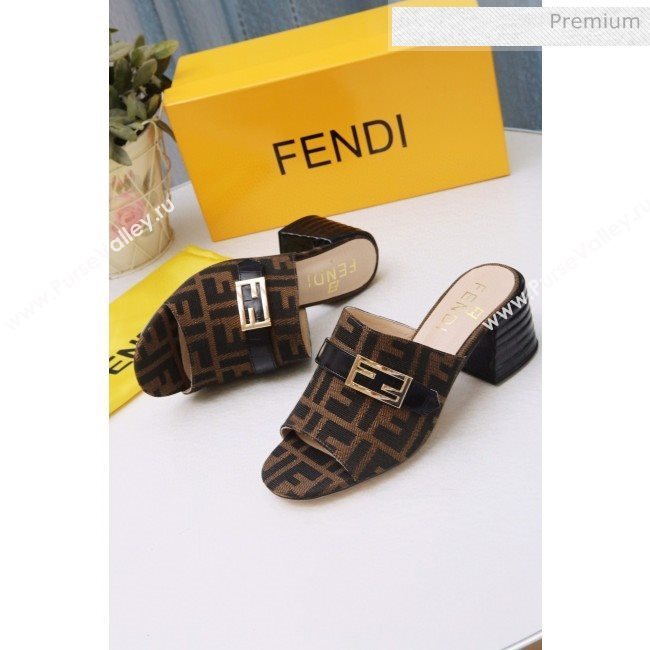 Fendi Promenade FF Heel Slide Sandals Coffee 2020 (MD-20030814)