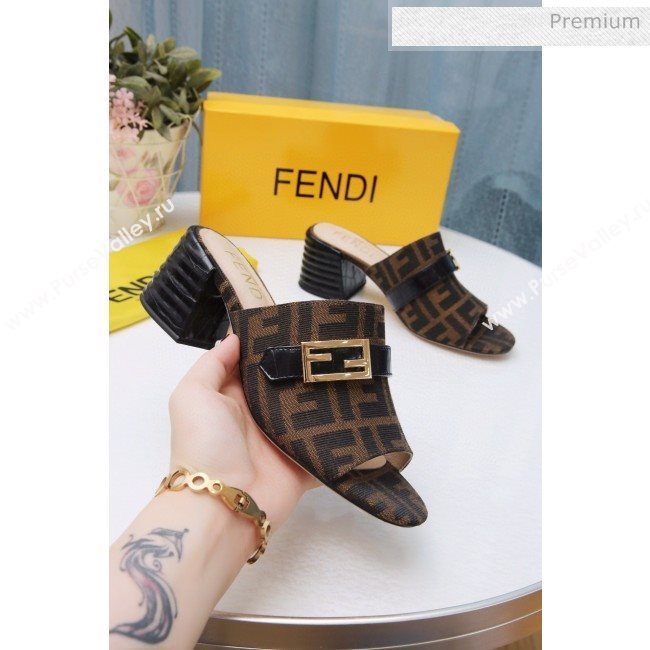 Fendi Promenade FF Heel Slide Sandals Coffee 2020 (MD-20030814)