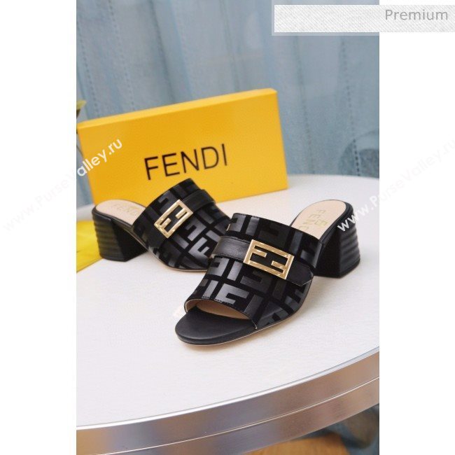 Fendi Promenade FF Heel Slide Sandals Black 2020 (MD-20030811)