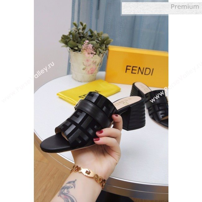 Fendi Promenade FF Heel Slide Sandals Black 2020 (MD-20030811)